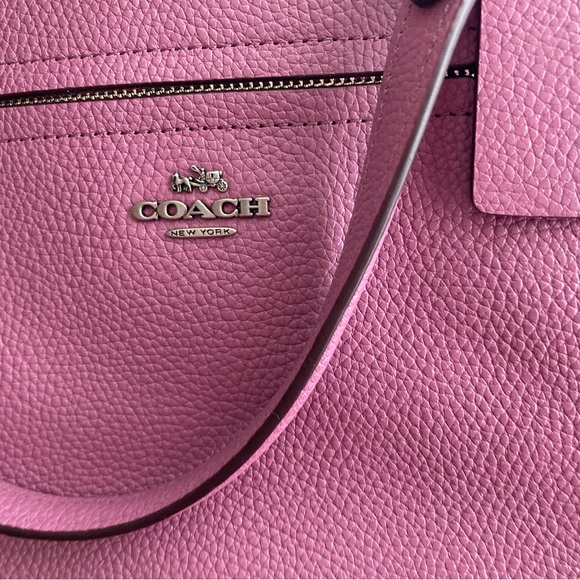 Coach Pebbled Leather/Suede Prairie Satchel, Primrose Color - Picture 2 of 16